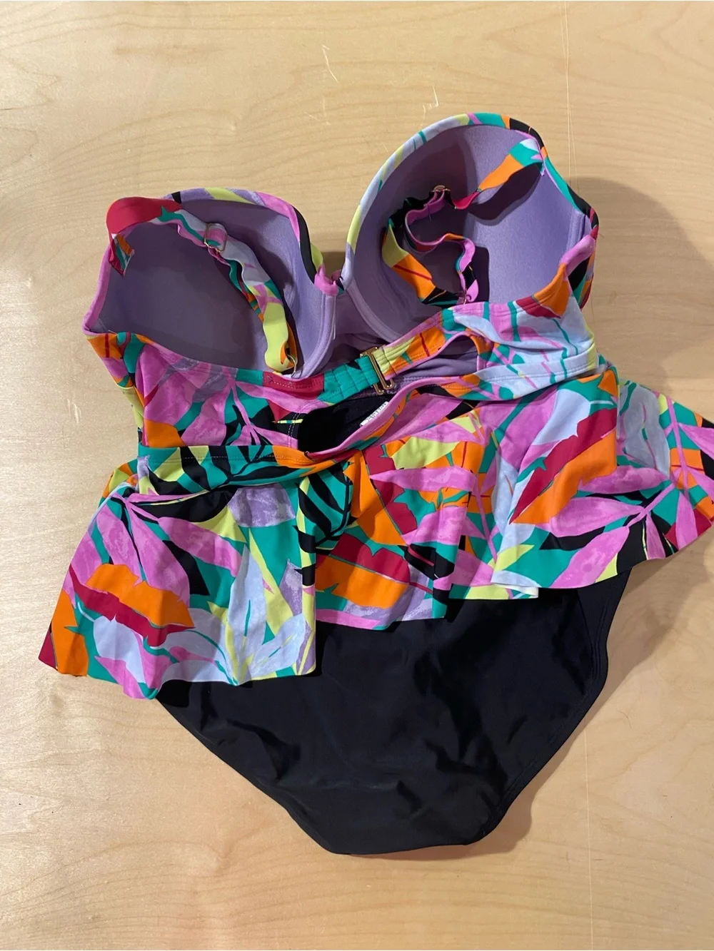 Terra & Sky Multicolor Tropical One-Piece Swimsuit 1X (16W-18W) (SC)